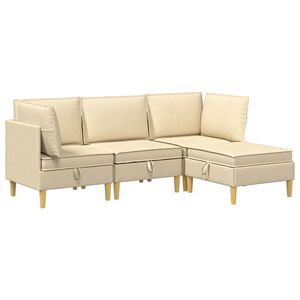 vidaXL Modulaarne diivanisari koos ladustamisega 4 pcs Kreemjas kangas