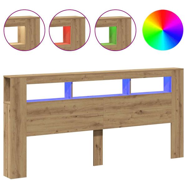 vidaXL LED-peats Artisan Oak 220x18,5x103,5 cm insener puidust