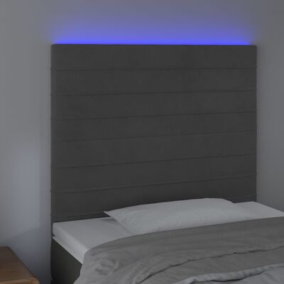 vidaXL LED-voodipeats, tumehall, 90x5x118/128 cm, samet