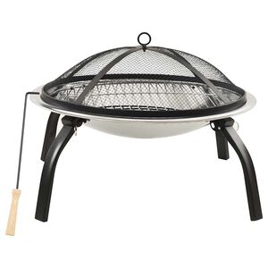 vidaXL kaks &uuml;hes tulease ja grill, 56 x 56 x 49 cm, roostevaba teras