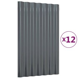 vidaXL katusepaneelid 12 tk galvaniseeritud teras antratsiit 60 x 36 cm