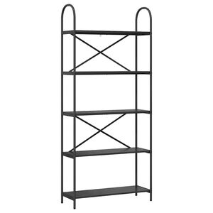 vidaXL Raamatukapp 5 tasandit 80 x 30 x 183 cm Tehispuit Must tamm
