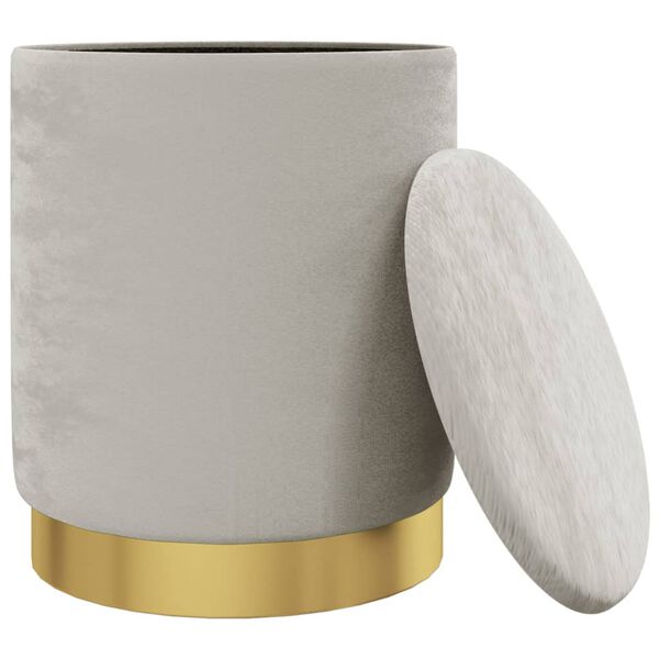 vidaXL ümar hoiupink, helehall, samet 31 x 37 cm