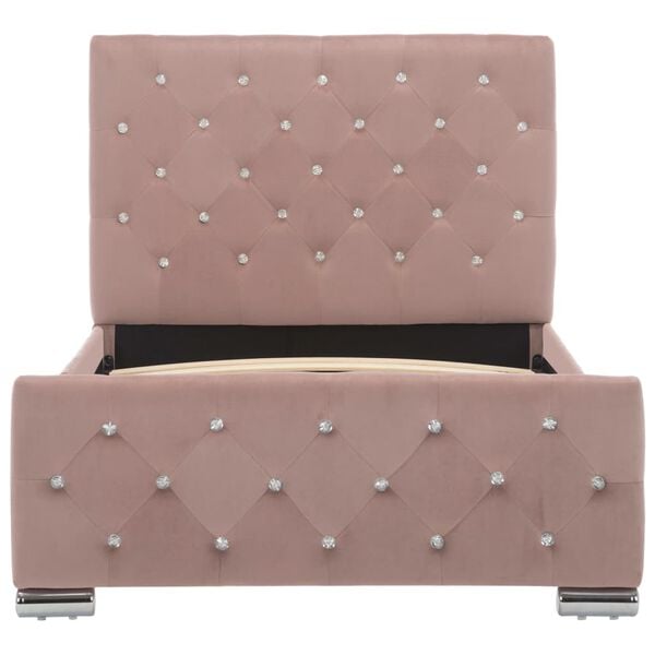 vidaXL voodiraam, roosa, samet, 90 x 200 cm