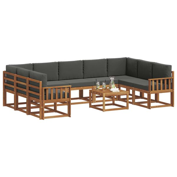 vidaXL V&auml;li diivanikomplekt padjaga 10 pcs Looduslik ja antriit