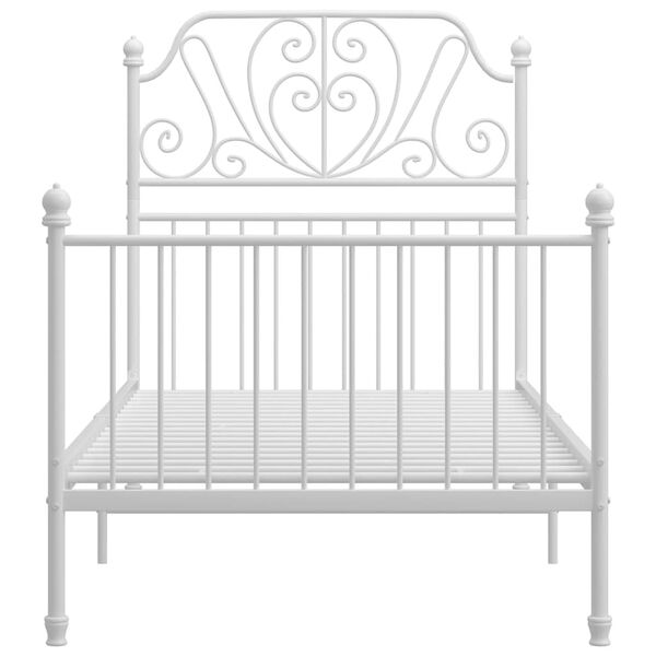 vidaXL voodiraam valge, metall, 90 x 200 cm