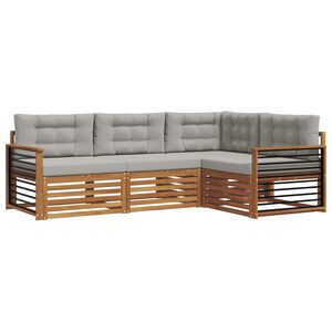 vidaXL V&auml;li diivanikomplekt padjaga 4 pcs Looduslik ja Hele Hall