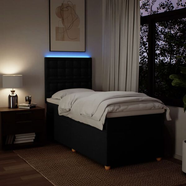 vidaXL kontinentaalvoodi madratsiga, must, 100x200 cm, kangas