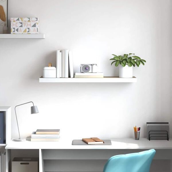 vidaXL seinariiul, tamm ja valge, 90 x 23,5 x 3,8 cm MDF