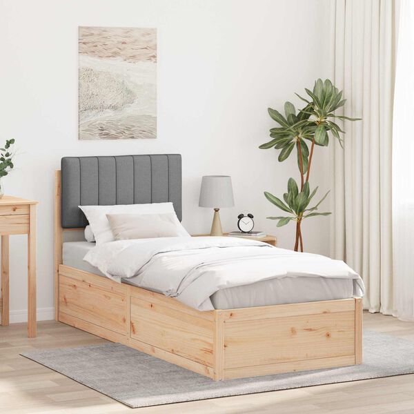 vidaXL Voodiraam Pehme Peatoega peaga Helehall 80 x 200 cm Tahke m&auml;nd