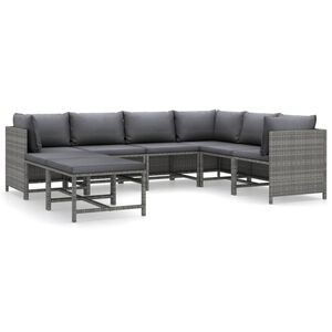 vidaXL 8-osaline aiam&ouml;&ouml;blikomplekt patjadega, pol&uuml;rotang, hall