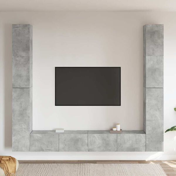 vidaXL 6-osaline telerikappide komplekt, betoonhall, tehispuit