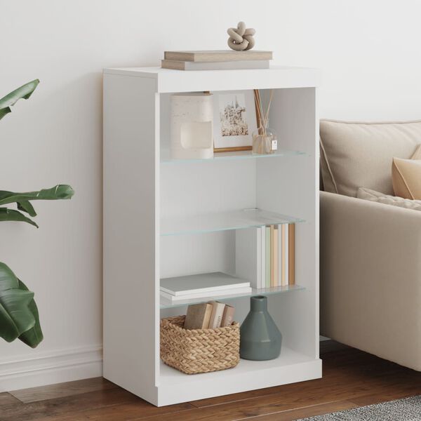 vidaXL puhvetkapp LED-tuledega, valge, 60,5 x 37 x 100 cm