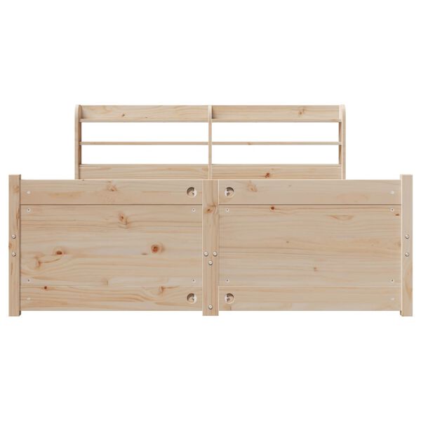 vidaXL voodiraam peatsiga, 140 x 190 cm, männipuit