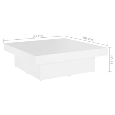 vidaXL kohvilaud, valge, 90x90x28 cm puitlaastplaat
