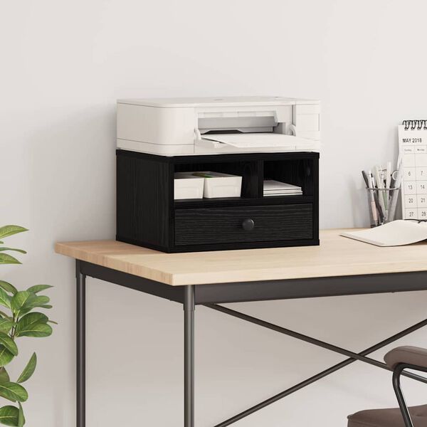 vidaXL Printeri alus sahtliga Must tamm 40 x 32 x 24 cm Tehispuit