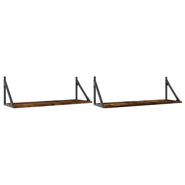 vidaXL seinariiulid 2 tk, suitsutatud tamm, 80x25x25,5 cm, tehispuit