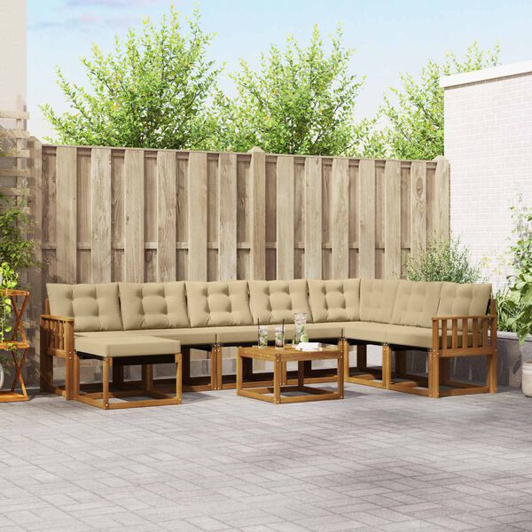 vidaXL V&auml;li diivanikomplekt padjaga 9 pcs Looduslik ja beež