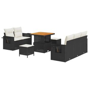 vidaXL Aia Diivanikomplekt padjaga 8 pcs Must pol&uuml;rotang