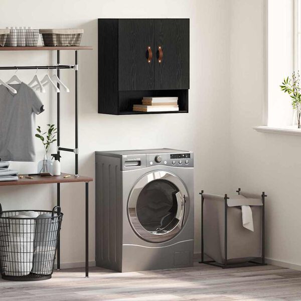 vidaXL Seinekapp Must tamm 60 x 31 x 70 cm Tehispuit