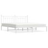 vidaXL metallist voodiraam peatsiga, valge, 200x200 cm