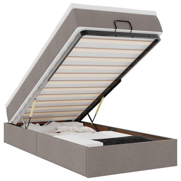 vidaXL Ottomani voodiraam madratsiga, pruunikashall, 80x200cm, kangas