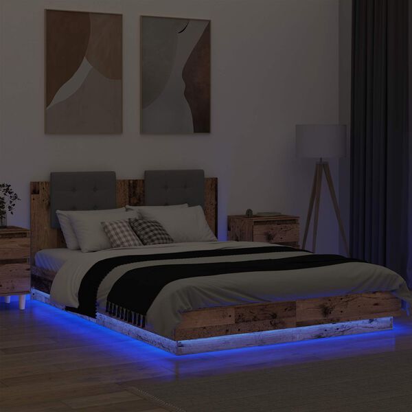 vidaXL Peatsiga voodiraam peaga Vana puit 160 x 200 cm Tehispuit