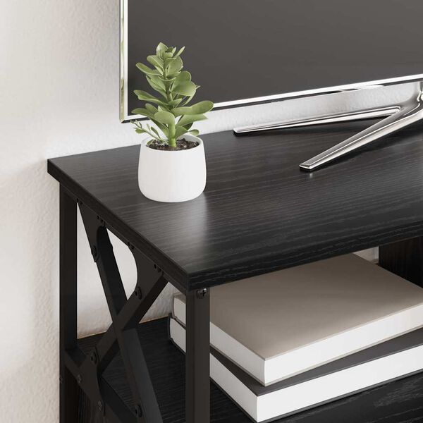 vidaXL Telerikapp Must tamm 90 x 33 x 45 cm T&ouml;&ouml;deldud puit ja teras