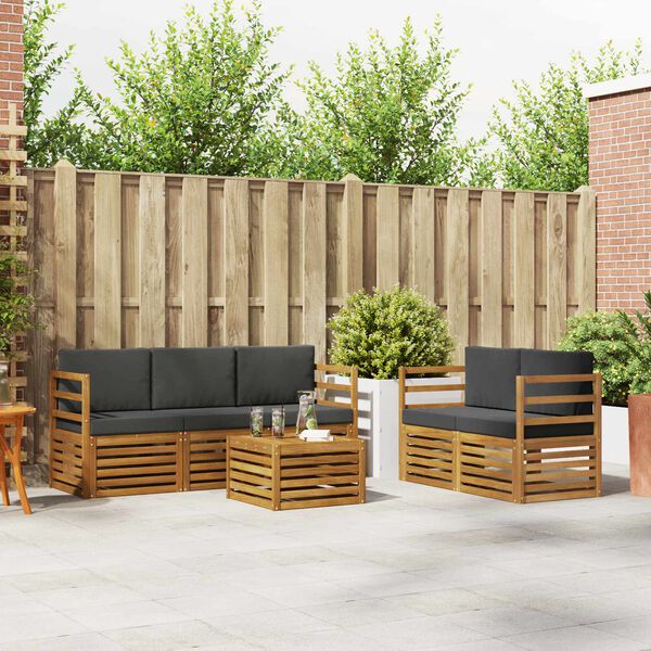 vidaXL Diivanikomplektid 6 pcs Looduslik ja antriit Tugev akatsiapuu