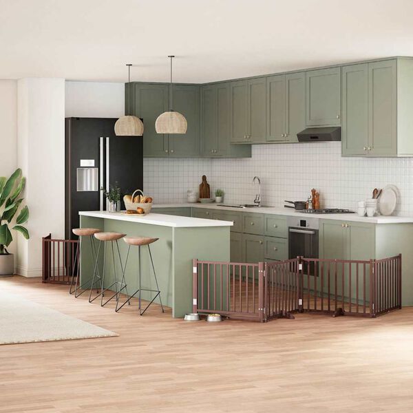 vidaXL kokkupandav koerav&auml;rav uksega, 10 paneeli, pruun 800 cm, pappel