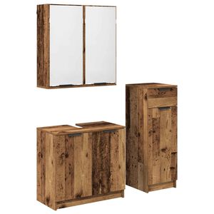 vidaXL Vannitoa m&ouml;&ouml;bleset sahtliga uksega 3 pcs Vana puit Tehispuit