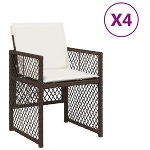vidaXL aiatoolid koos istmepatjadega 4 tk, pruun, pol&uuml;rotang