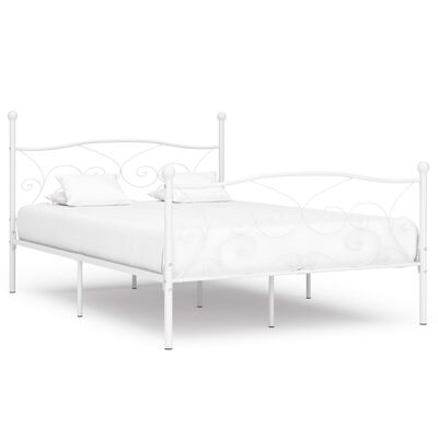 vidaXL liistudest põhjaga voodiraam, valge, metall, 140 x 200 cm