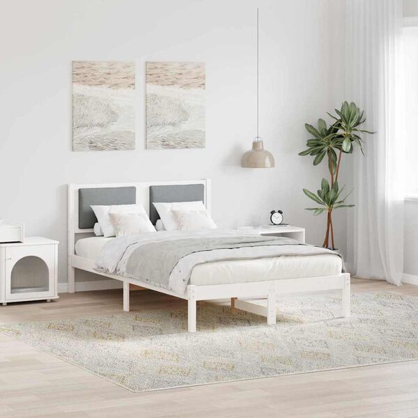 vidaXL Voodi raam peaga Helehall 120 x 200 cm Tahke m&auml;nd