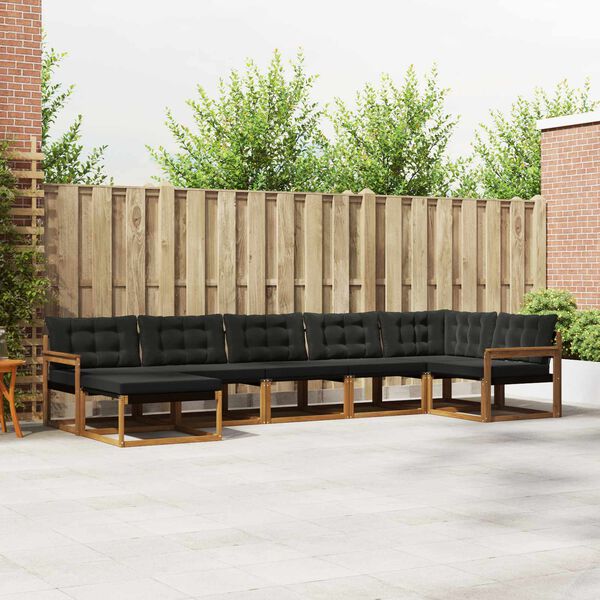 vidaXL V&auml;li diivanikomplekt 21 pcs Looduslik ja must Tugev akatsiapuu