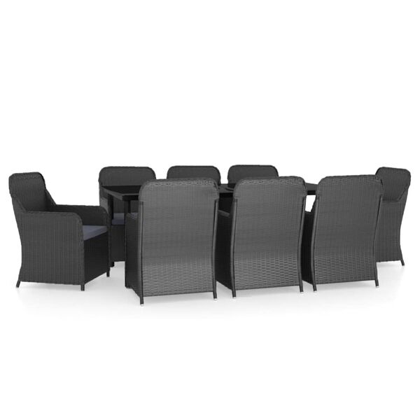 vidaXL 9-osaline aiamööbli komplekt patjadega, must
