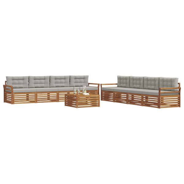 vidaXL V&auml;li diivanikomplekt padjaga 9 pcs Looduslik ja Hele Hall