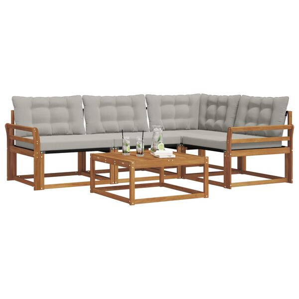 vidaXL V&auml;li diivanikomplekt padjaga 5 pcs Looduslik ja Hele Hall