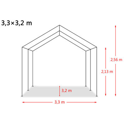 vidaXL eemaldatav loomatelk, PVC 550 g/m², 3,3 x 3,2 m, tumeroheline