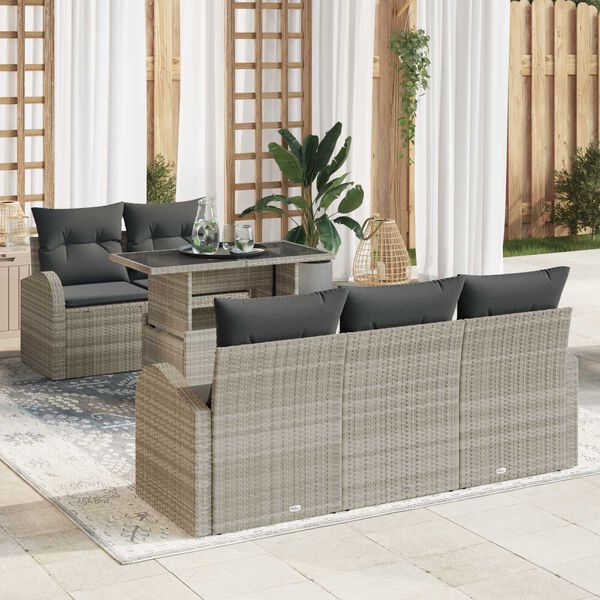vidaXL Aia Diivanikomplekt padjaga padjaga 6 pcs Helehall Polü Rattan