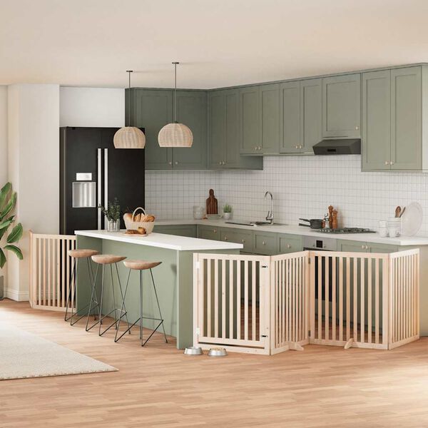 vidaXL kokkupandav koerav&auml;rav uksega, 8 paneeli, 640 cm, paplipuit