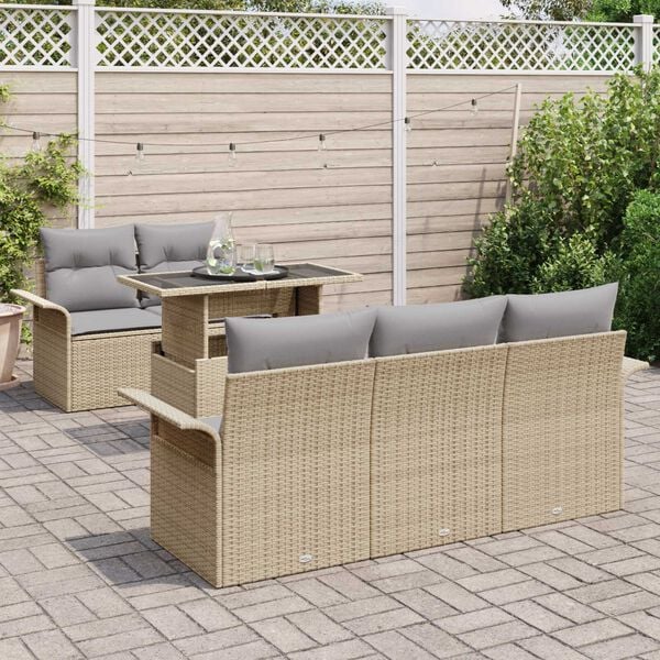 vidaXL Aia Diivanikomplekt padjaga 6 pcs Beež Polü Rattan