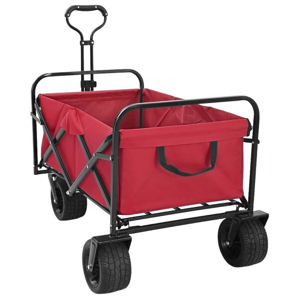 vidaXL Kokkuvolditav K&auml;si Trolley Punane 89 x 63 x 96 cm