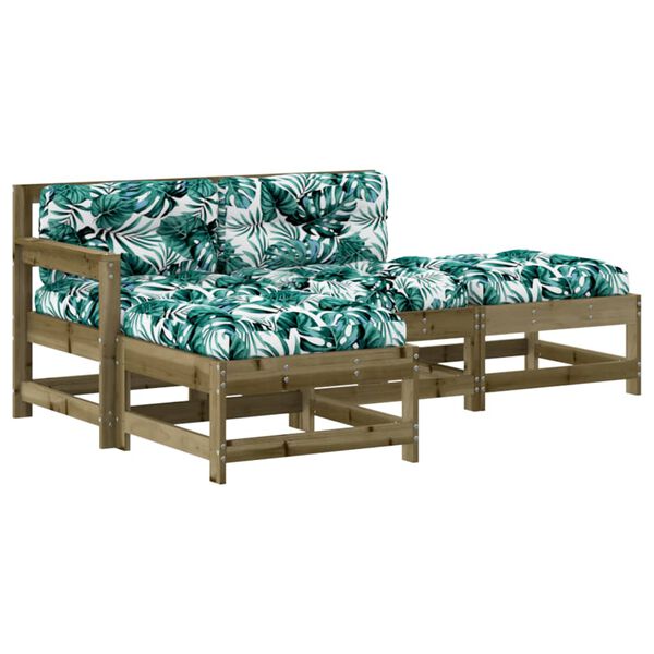 vidaXL 4-osaline aiam&ouml;&ouml;bli komplekt patjadega, immutatud m&auml;nnipuit