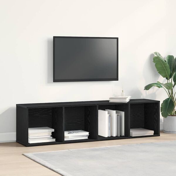 vidaXL Raamaturiiul riiuliga Must tamm 143 x 30 x 36 cm Tehispuit