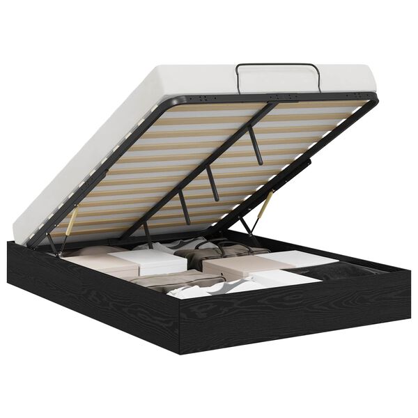 vidaXL Ottomani voodiraam Must Tamm 203 x 140 x 25 cm T&ouml;&ouml;deldud puit