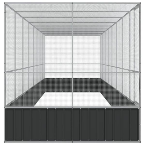 vidaXL linnumaja koos laiendusega, hõbedane, 832x207x212 cm, teras