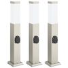vidaXL pollarvalgustid pistikupesaga, 3 tk, 50 cm, roostevabast terasest, IP44