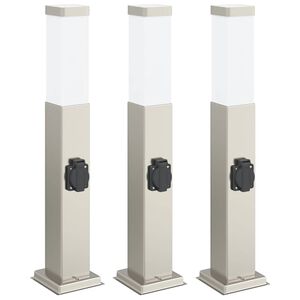 vidaXL pollarvalgustid pistikupesaga, 3 tk, 50 cm, roostevabast terasest, IP44
