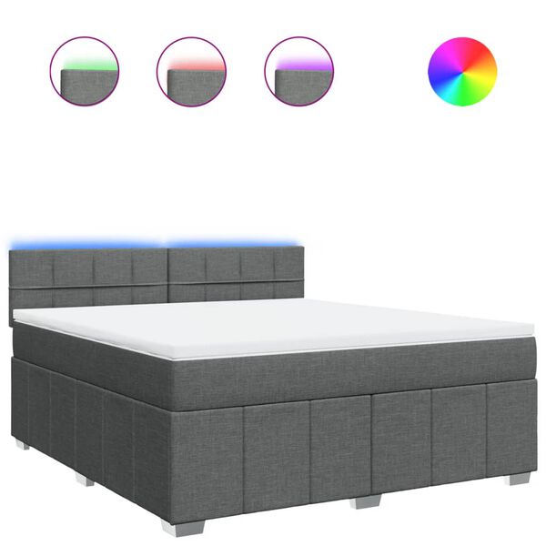 vidaXL kontinentaalvoodi madratsiga, tumehall, 180x200 cm, kangas